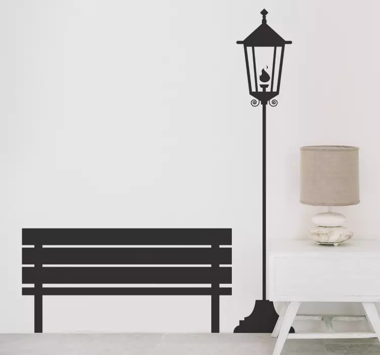 Street light and bench object wall sticker - TenStickers