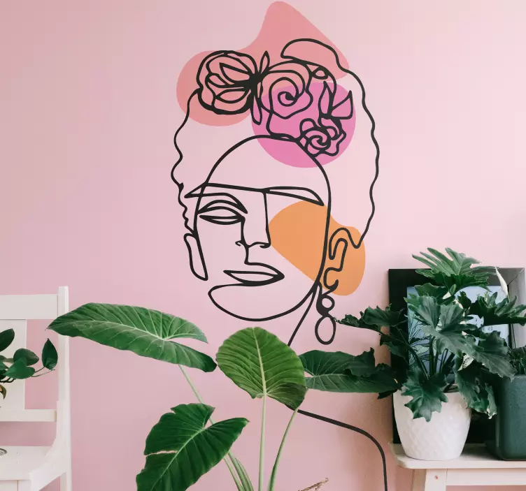 Stylized feminine portrait wall decal - TenStickers