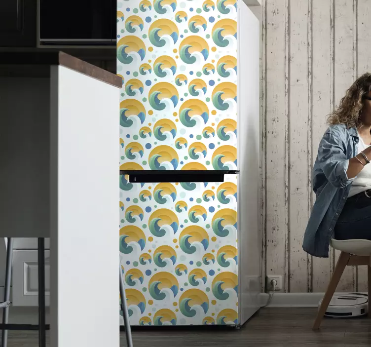Sun and waves fridge sticker - TenStickers