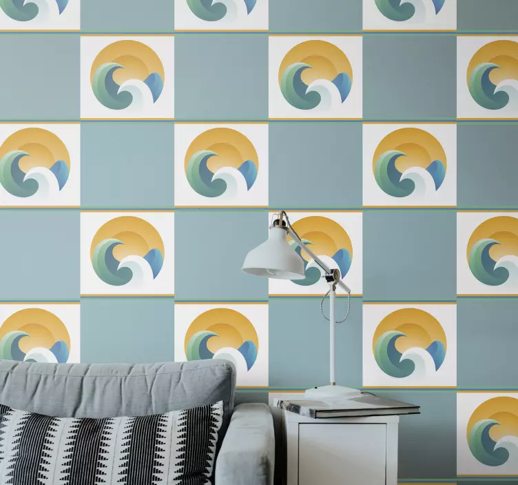 Sun and waves tile sticker - TenStickers