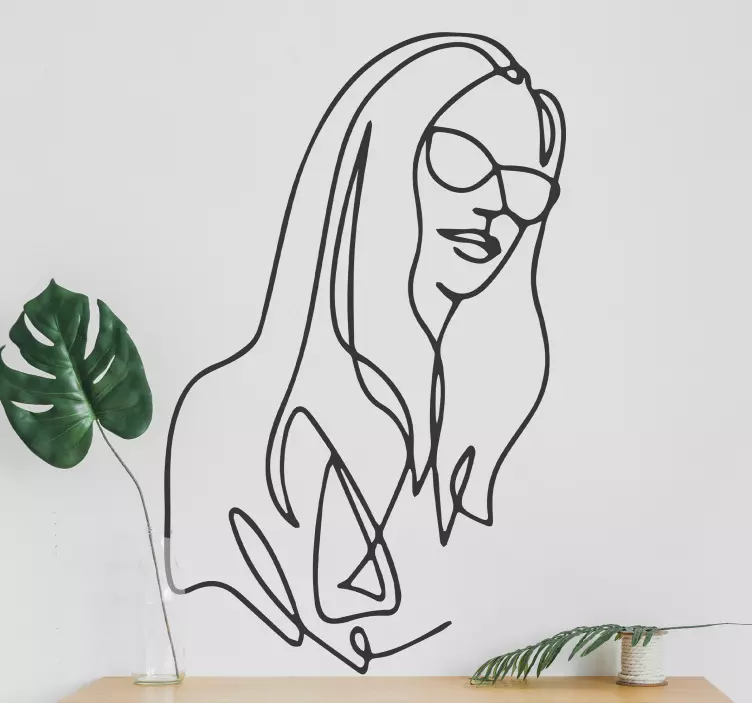 Sunglasses minimalist woman people sticker - TenStickers