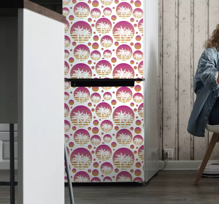 Sunset vintage landscape  fridge decal - TenStickers