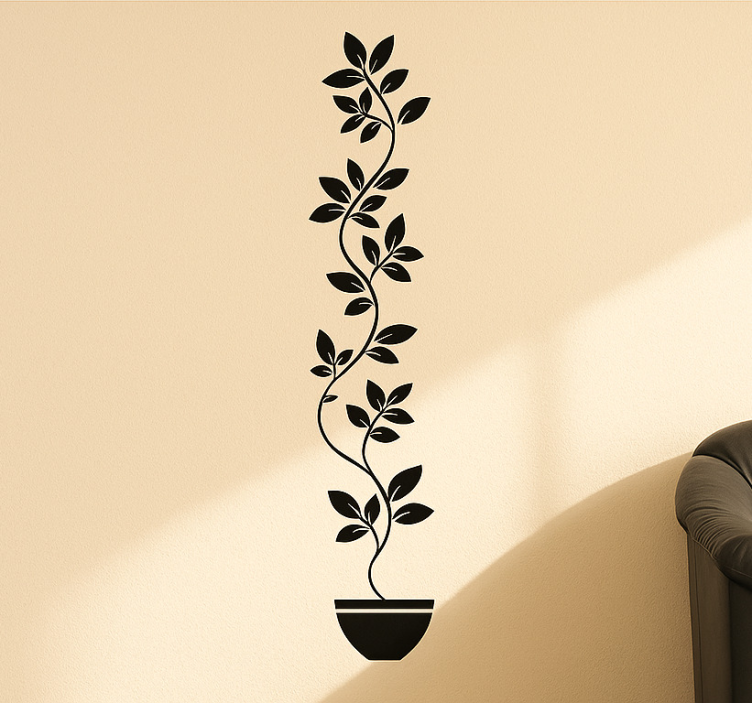 Tall Vine plants living room wall sticker - TenStickers