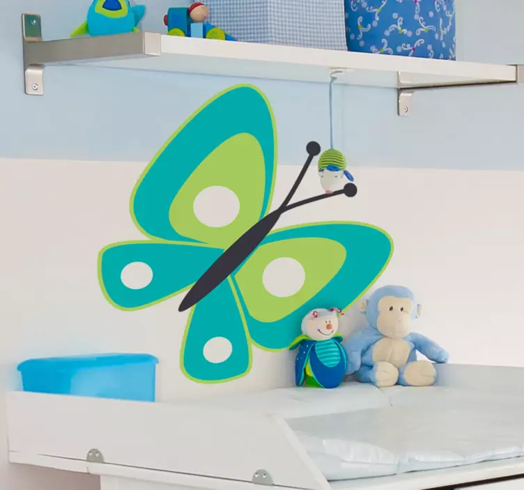 Teal Butterfly Kids Sticker - TenStickers