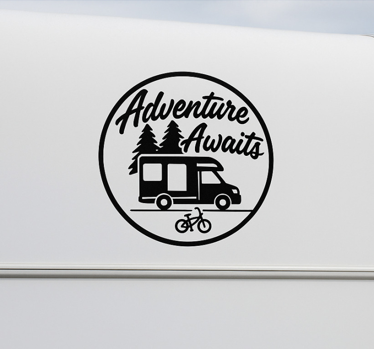 text Adventure awaits! campervan decal - TenStickers