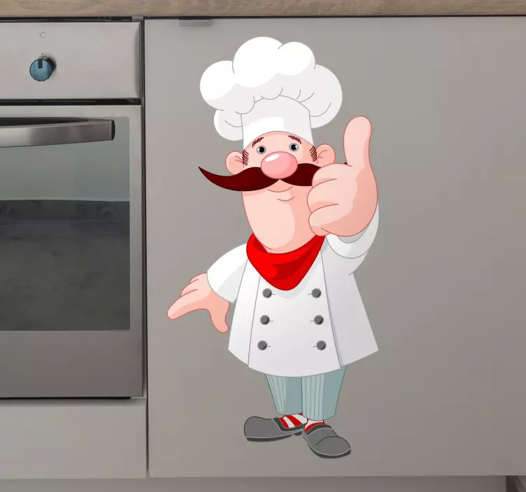 Thumbs Up Cartoon Chef Decorative Sticker - TenStickers