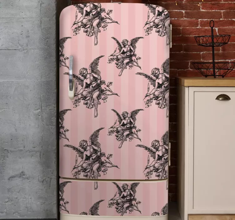 Toile jouy pattern art design fridge sticker - TenStickers