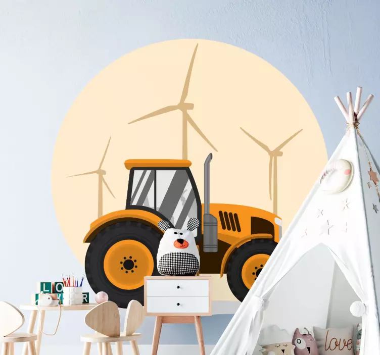 Tractor with a windmills background toy decal - TenStickers