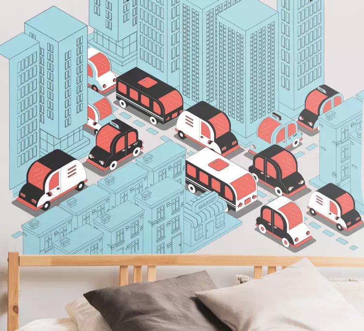 Traffic Scene Illustration vehicle sticker - TenStickers