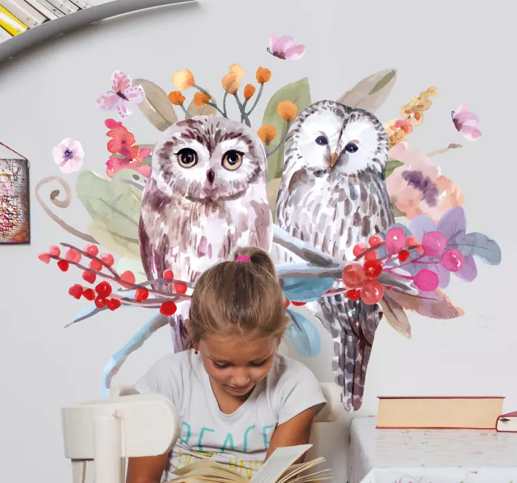 Tree with animals bird wall sticker - TenStickers