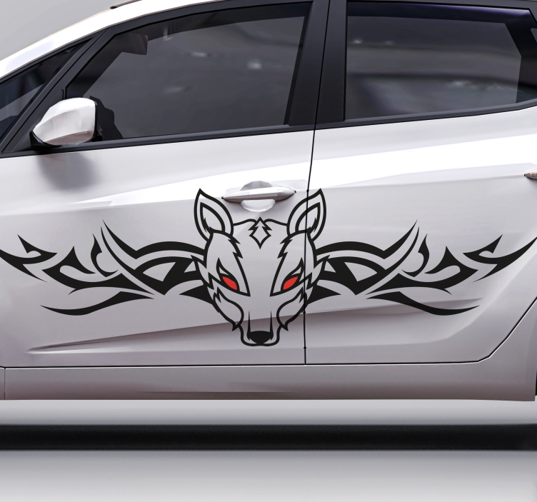 Tribal dog with red eyes Car Sticker - TenStickers