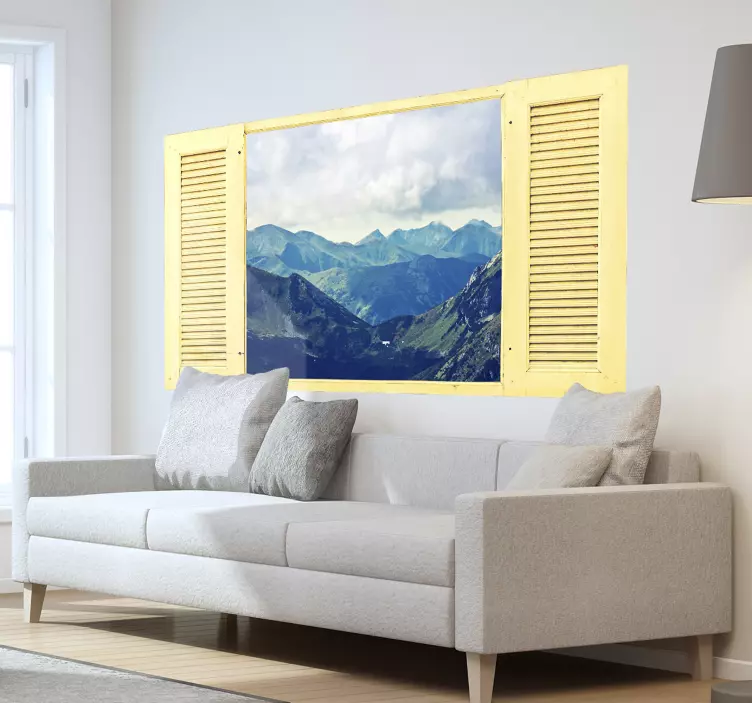 Trompe l'oeil mountains wall sticker - TenStickers