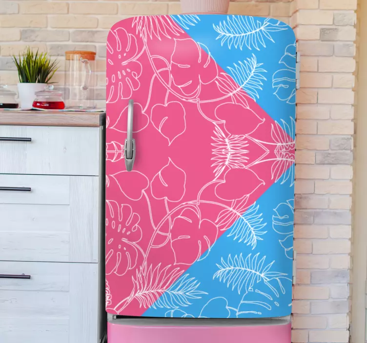 Tropical Floral Pattern fridge sticker - TenStickers