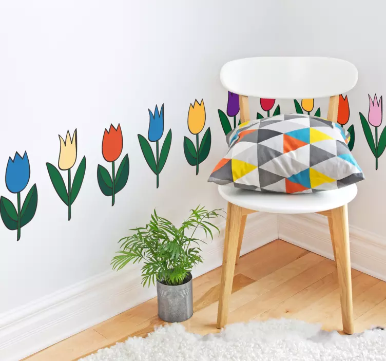 Colored tulips  flower wall sticker - TenStickers