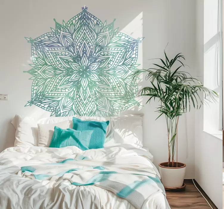 Turquoise mandala wall sticker for bedroom - TenStickers