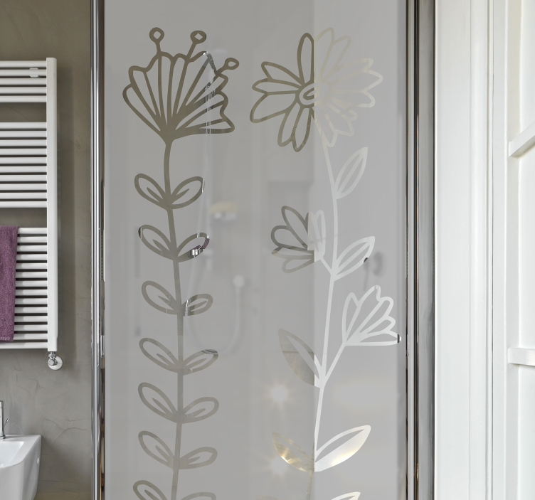 Two kinds of flowers shower screen sticker - TenStickers