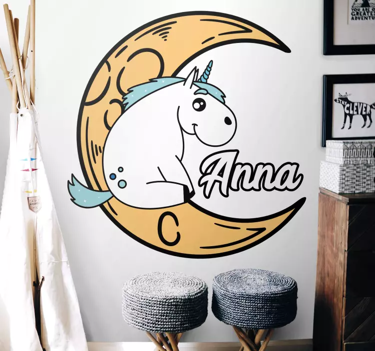 Unicorn Moon Custom kid's sticker - TenStickers