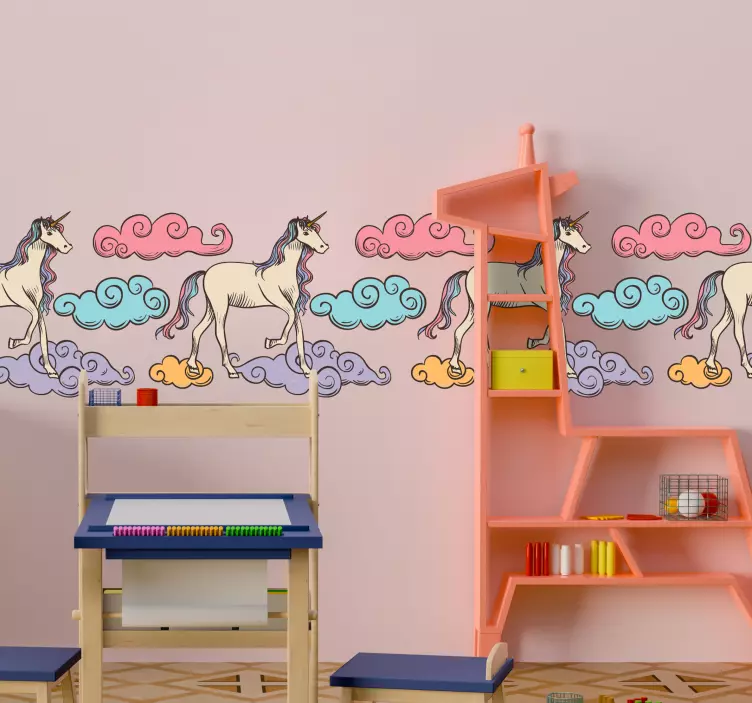 unicorn wall border sticker - TenStickers