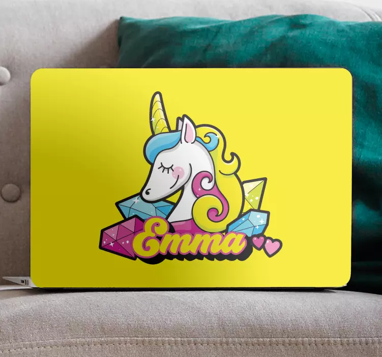 Custom unicorn with gems laptop skin - TenStickers