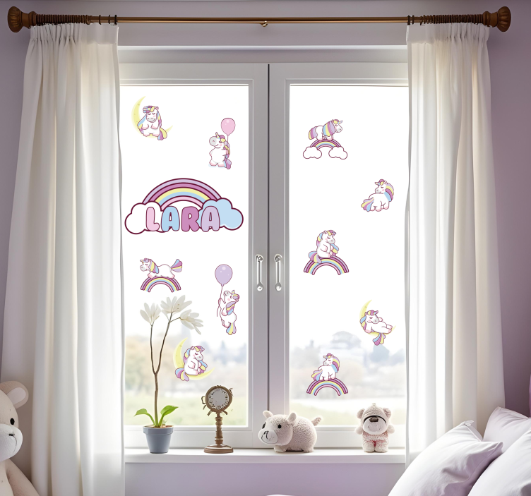 Unicorns and rainbows window sticker - TenStickers