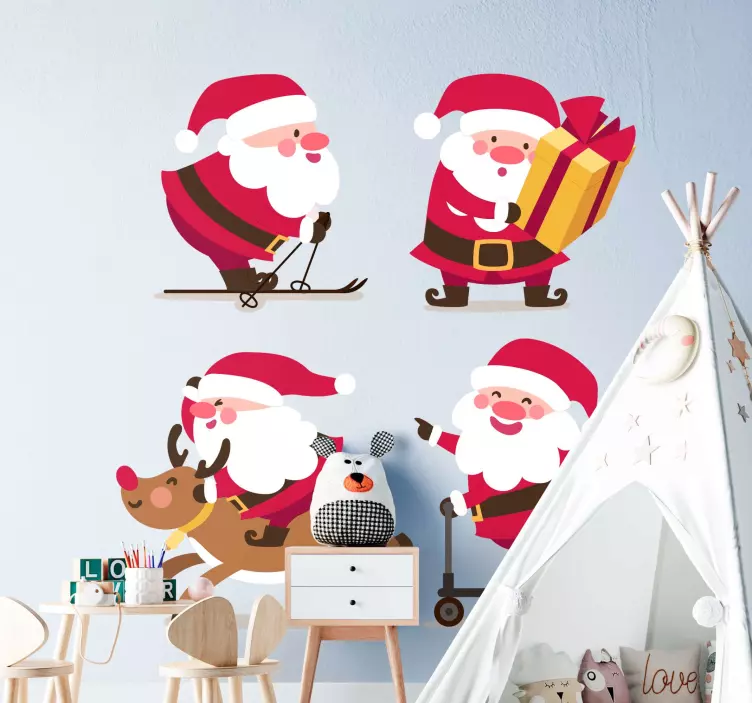 Various postures of Santa Claus sticker - TenStickers