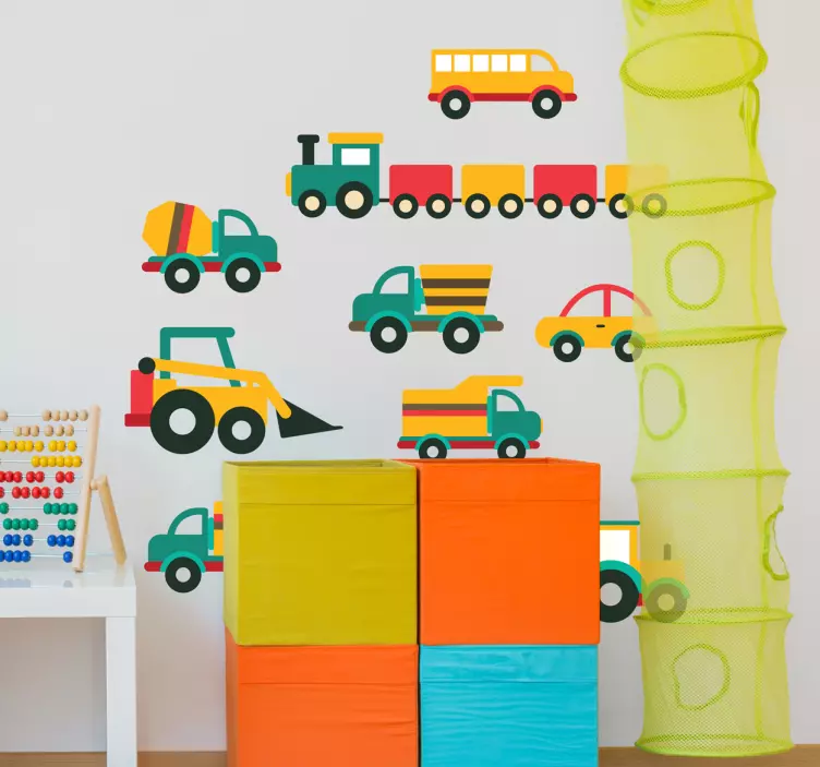 Vehicles cartoon vinyl sticker - TenStickers