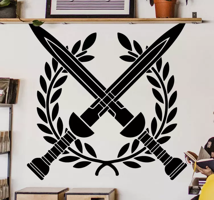 Video game sticker crossed sword emblem - TenStickers