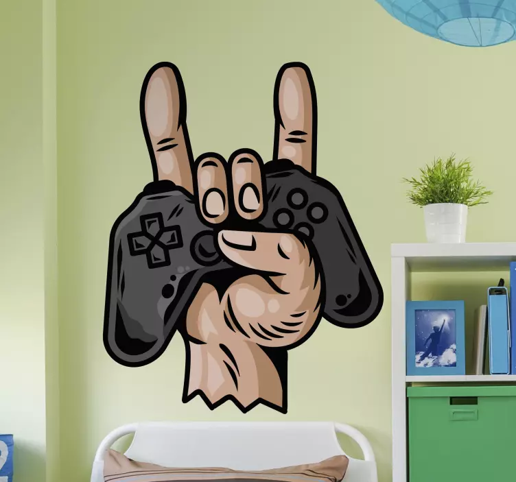 Video game sticker rock on hand sign - TenStickers