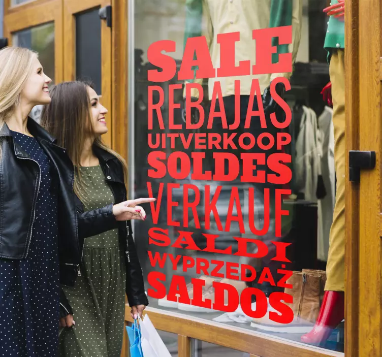Vinilos para rebajas varios idiomas sales sticker - TenStickers