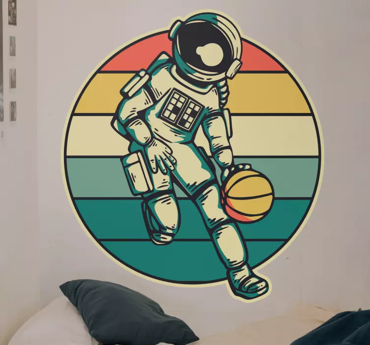 Vintage astronaut playing basketball sticker - TenStickers