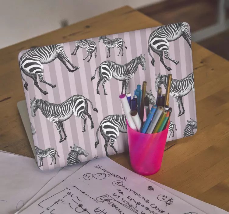 Vintage Zebra Illustration pattern  laptop skins - TenStickers