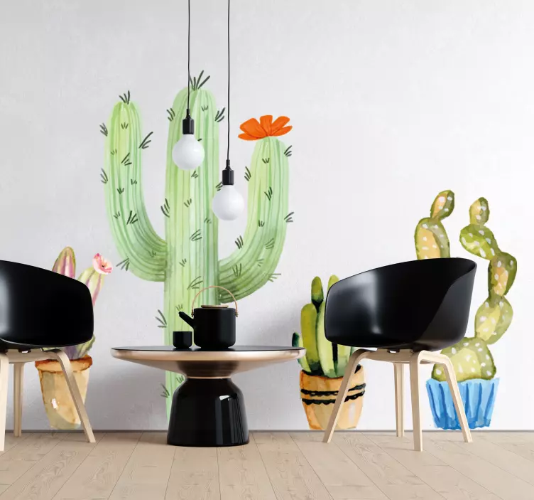 Wall sticker cactus plant design - TenStickers