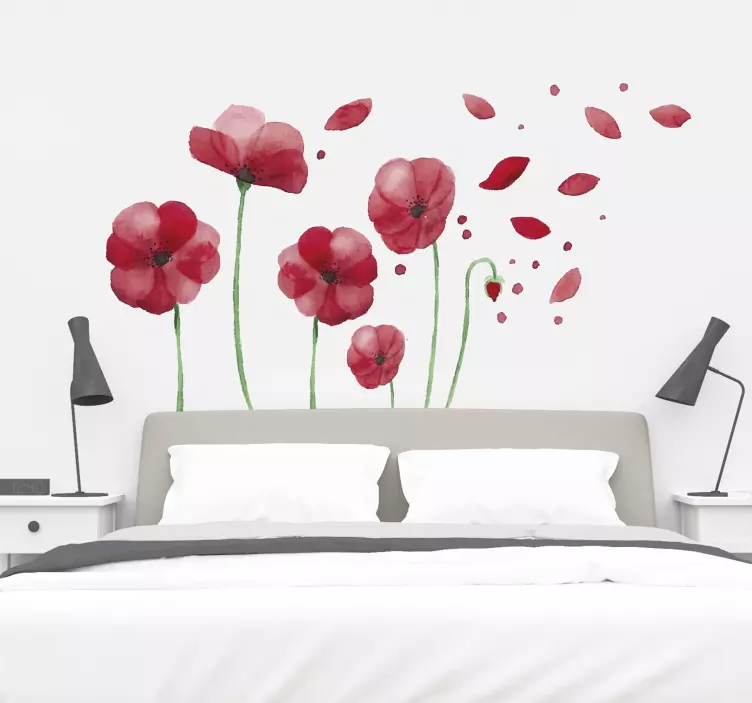 Wall stickers bedroom poppy flowers - TenStickers