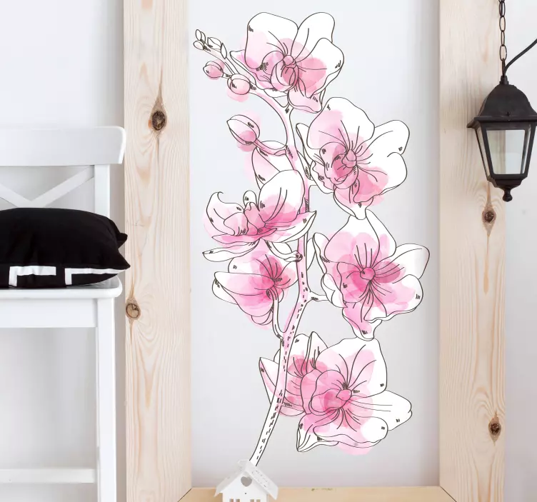 watercolor orchid flower wall sticker - TenStickers