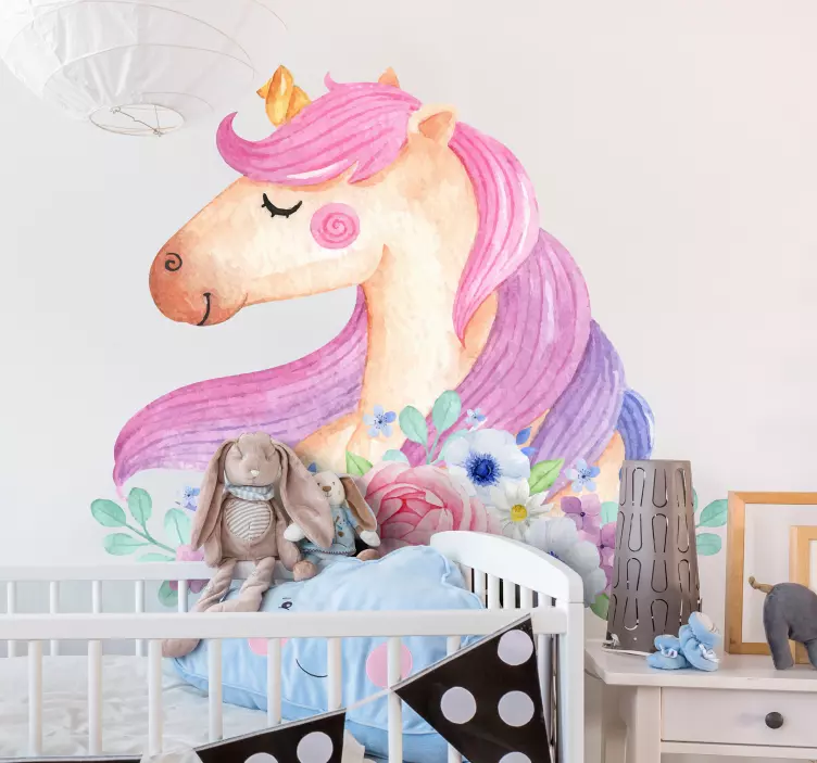 Watercolor unicorn fairy tale sticker - TenStickers