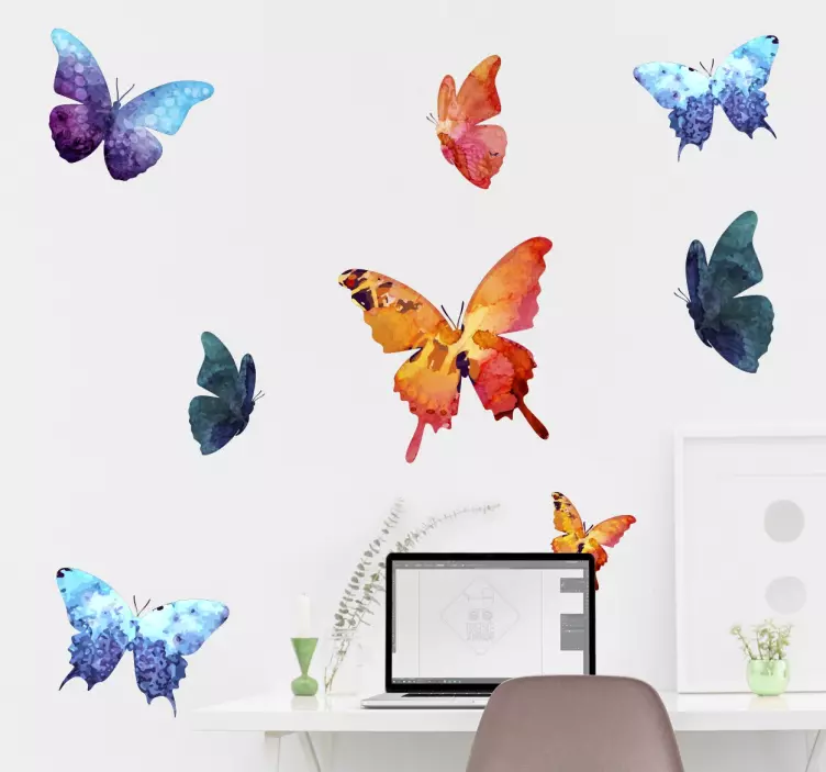 Set of colorful butterfly wall sticker - TenStickers