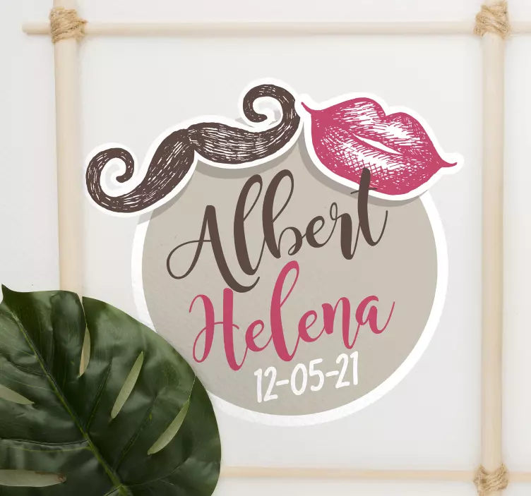 Wedding mustache and lips decal - TenStickers
