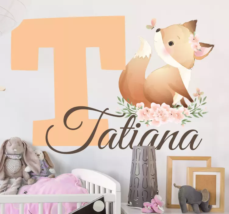 Whimsical Fox Motif kid's sticker - TenStickers