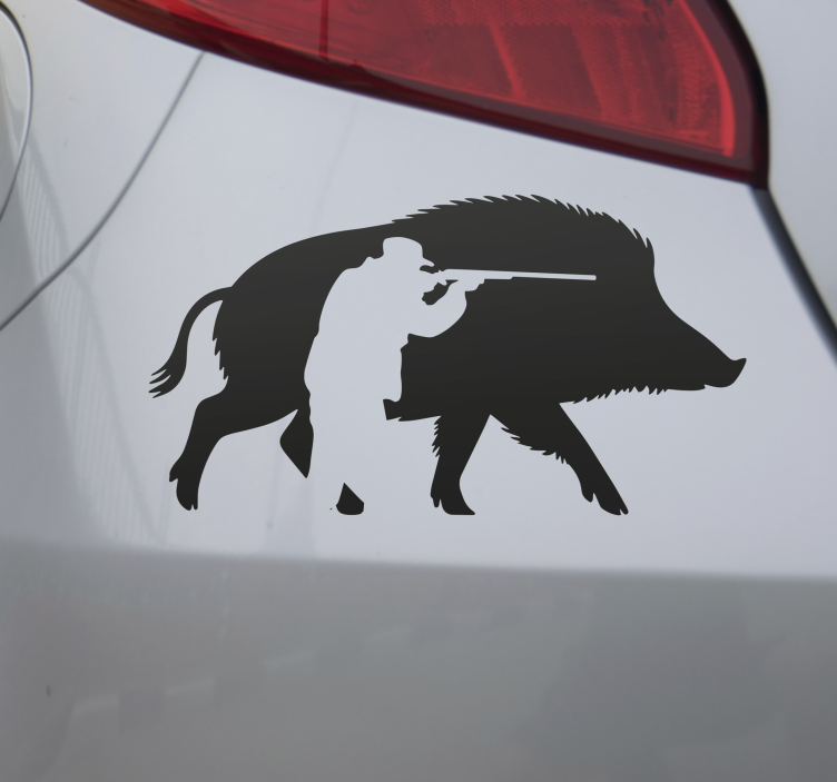 wild boar hunting car sticker - TenStickers