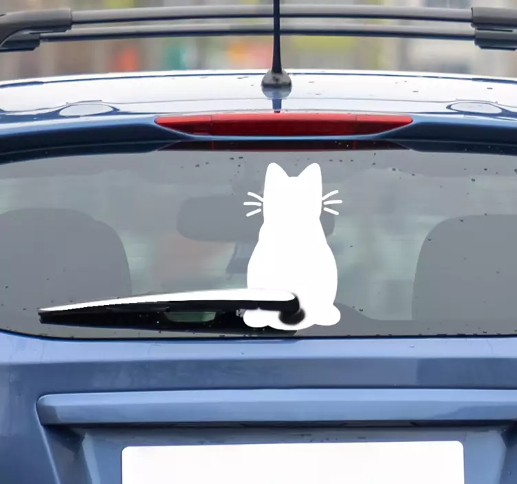 Windshield Wiper Cat cat sticker - TenStickers