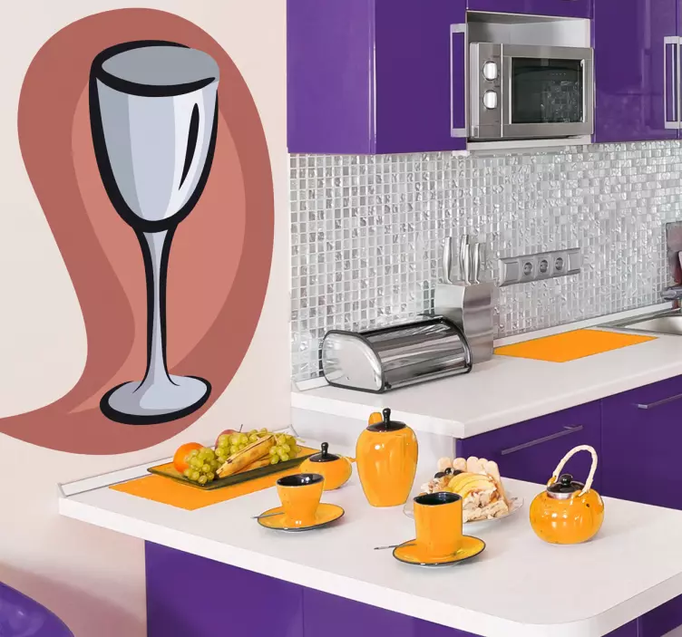 Wine Glass Illustration Wall Sticker - TenStickers