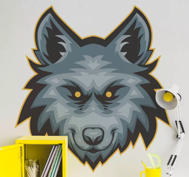 Cartoon angry wolf with yellow eyes decal - TenStickers