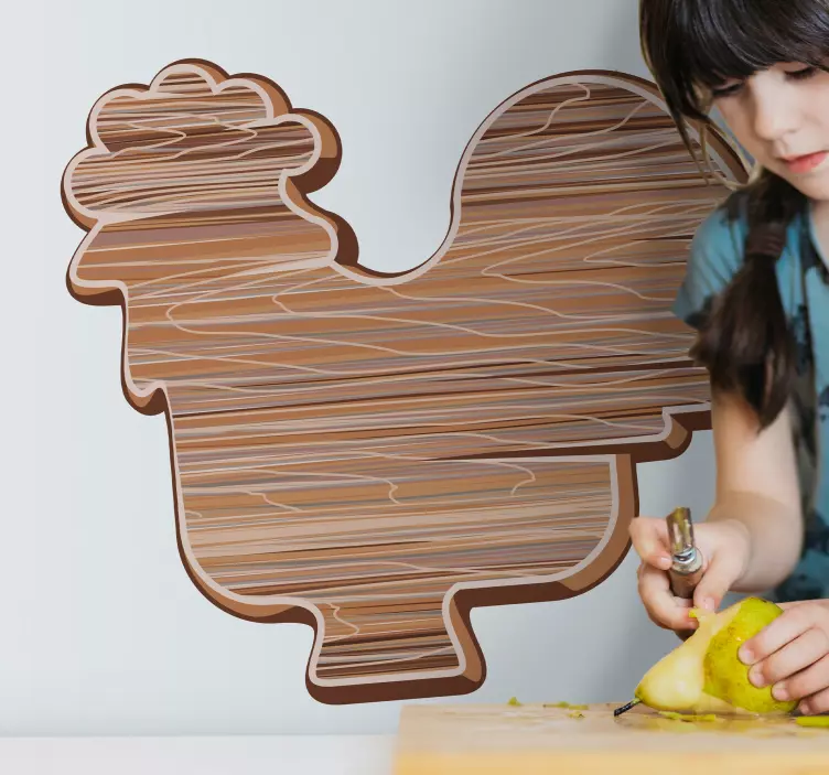 Wood effect Rooster bird wall sticker - TenStickers
