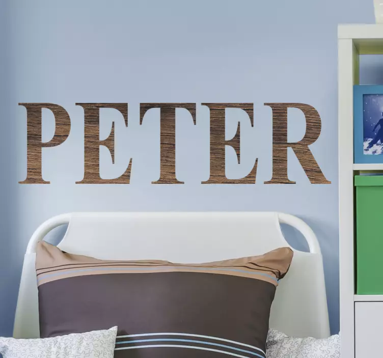 Wood Name Effect Personalised Sticker - TenStickers