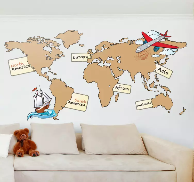 World Map Kids Decal - TenStickers