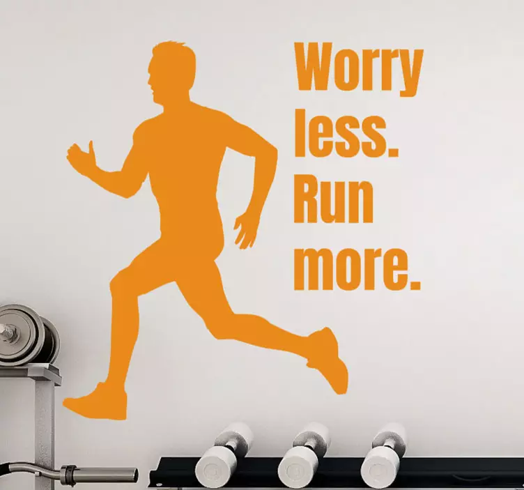 Worry Less Run More Fitness quote wall stickers - TenStickers