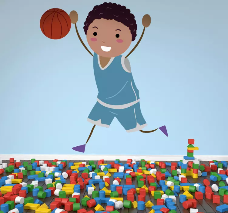 Young Boy Playing Basketball Kids Sticker - TenStickers
