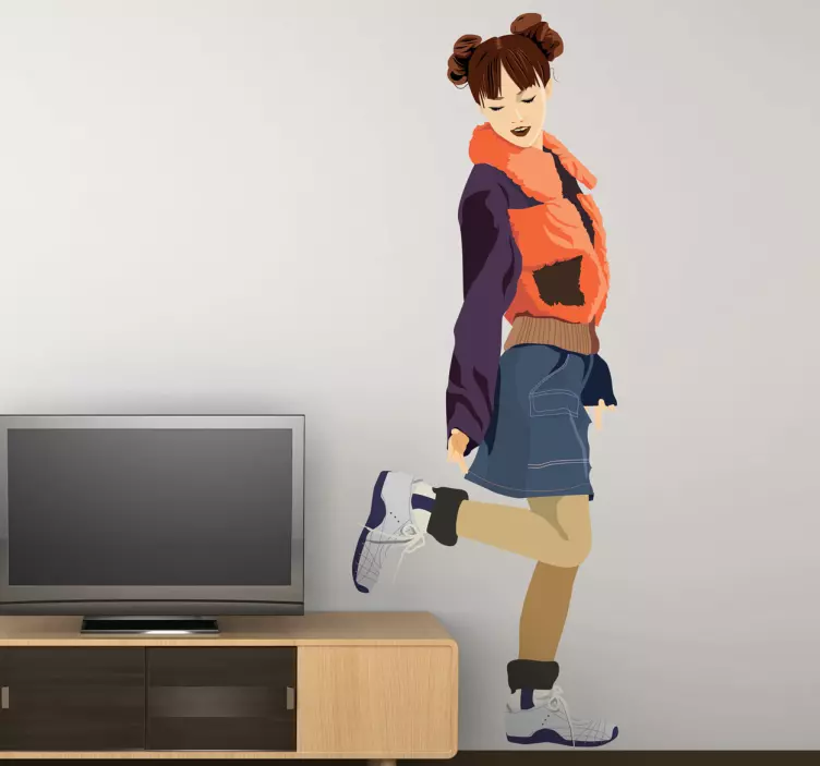 Young Casual Girl Wall Sticker - TenStickers