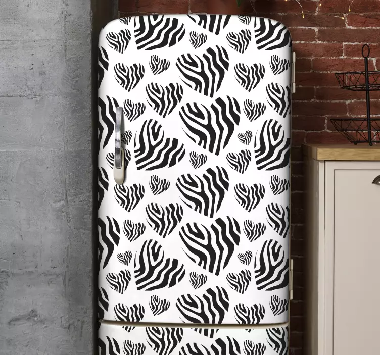 Zebra animal print heart fridge sticker - TenStickers