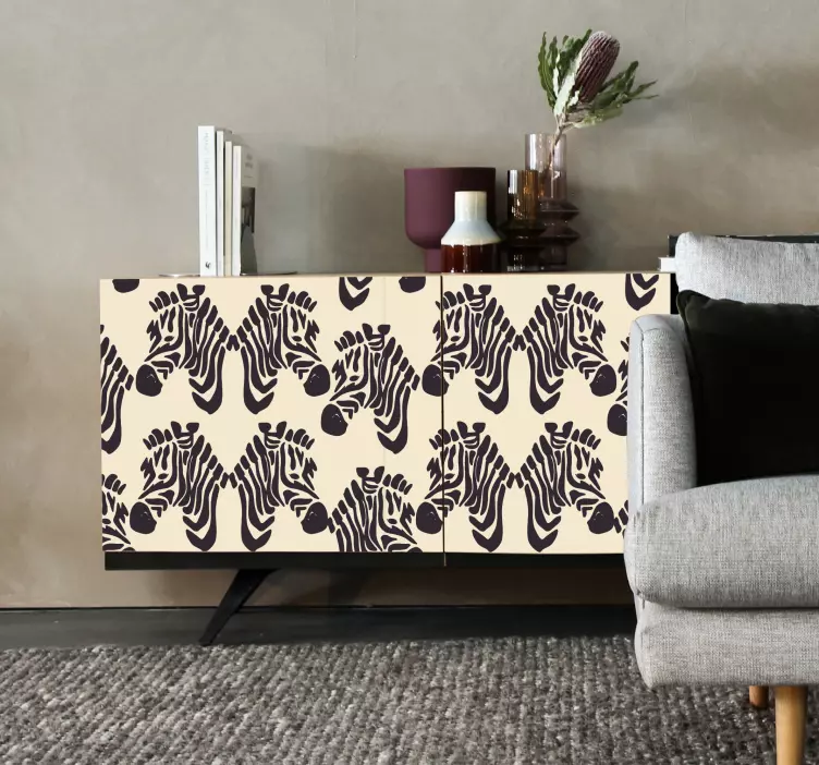 Zebra Pattern Showcase cat sticker - TenStickers
